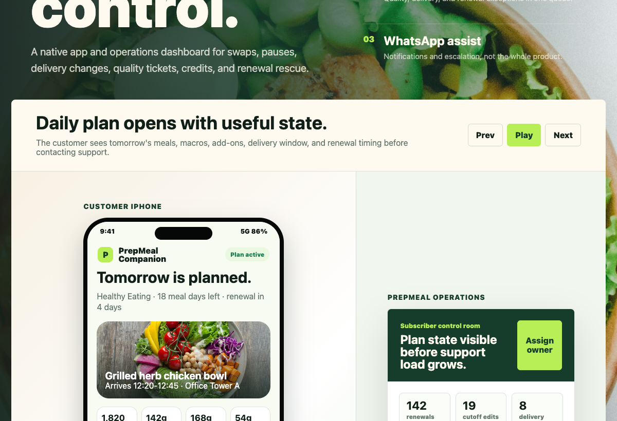 PrepMeal prototype preview